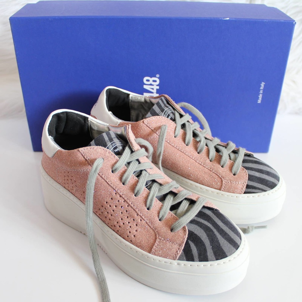 P448 Pink and Black Zebra Sneakers